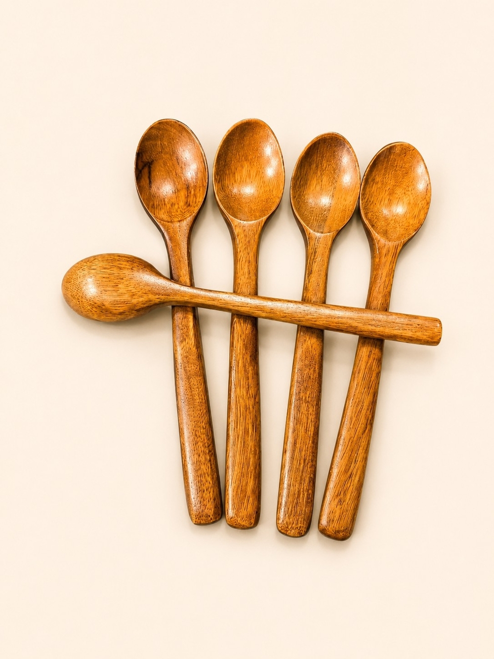 5 Pc Wooden Spoon Set – 6.5” Handcrafted Wood Spoons Kitchen Utensils Rustic